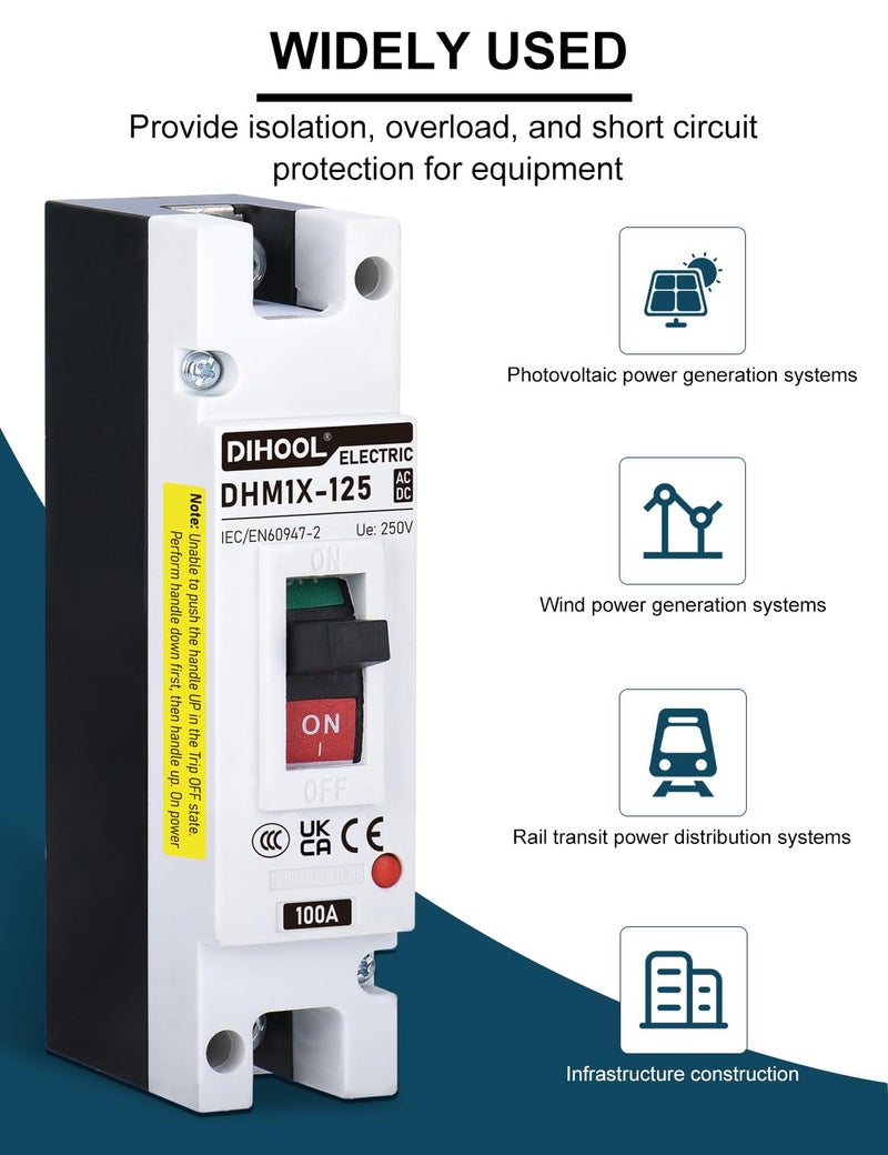 DIHOOL 100 Amp Battery DC Disconnect Switch, DC Breaker for Main Power Station, UPS,Solar - Image 5